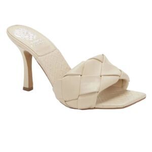 NEW Vince Camuto Brelanie Woven Strap Mule Heels Size 5.5 Slides Sandals in Bone